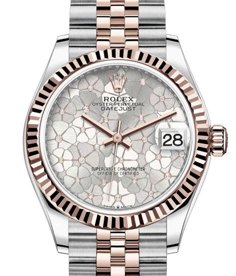 rolex flower motif|Rolex datejust 31 gold.